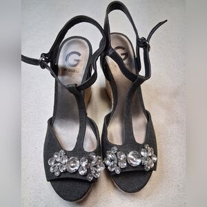G by Guess Black Wedges with Crystal Accents
